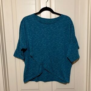 Hannah Teal Cross Front Short Sleeve Tee